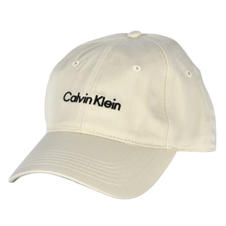 Calvin Klein CK刺繡字母棉質斜紋棒球帽(米白)103157
