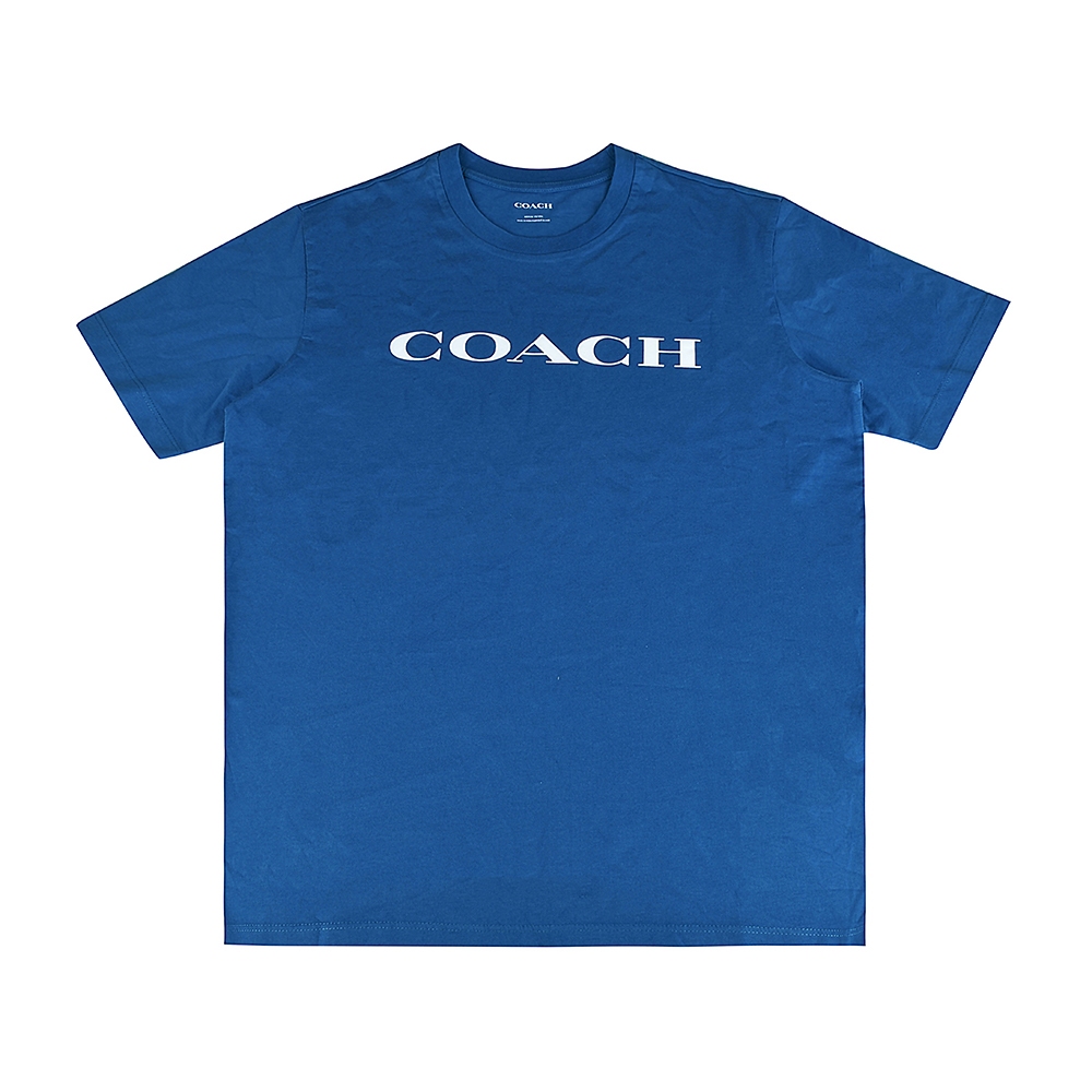 COACH ESSENTIAL 字母LOGO簡約純棉短袖T恤(男款/藍)