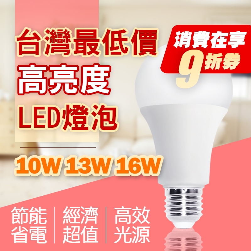 【喜萬年】優惠券台灣品牌 超亮 LED燈泡 16W 13W 10W E27 護眼節能 無藍光 投射燈 無頻閃 燈泡 燈