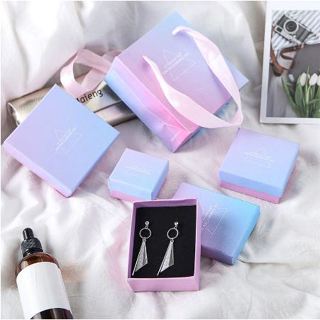 *IME 臺灣現貨-絕美漸層粉藍綠色系飾品盒 耳環盒 戒指盒 項鍊盒 紙盒 包裝盒 首飾盒 珠寶盒 小盒子 飾品批發