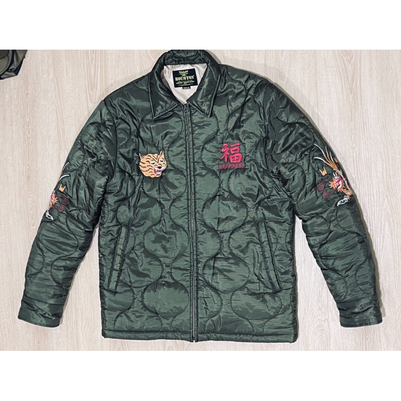 日本 Houston 福虎 刺繡 縫衍夾克 外套 橄欖綠 VIETNAM SOUVENIR JACKET