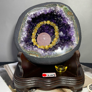 精巧型紫水晶✨洞深寬廣ESPA+ 3.2kg 烏拉圭紫晶洞✨森林綠🌳財眼瑪瑙邊🇺🇾烏拉圭小晶洞 圓洞 烏拉圭圓洞