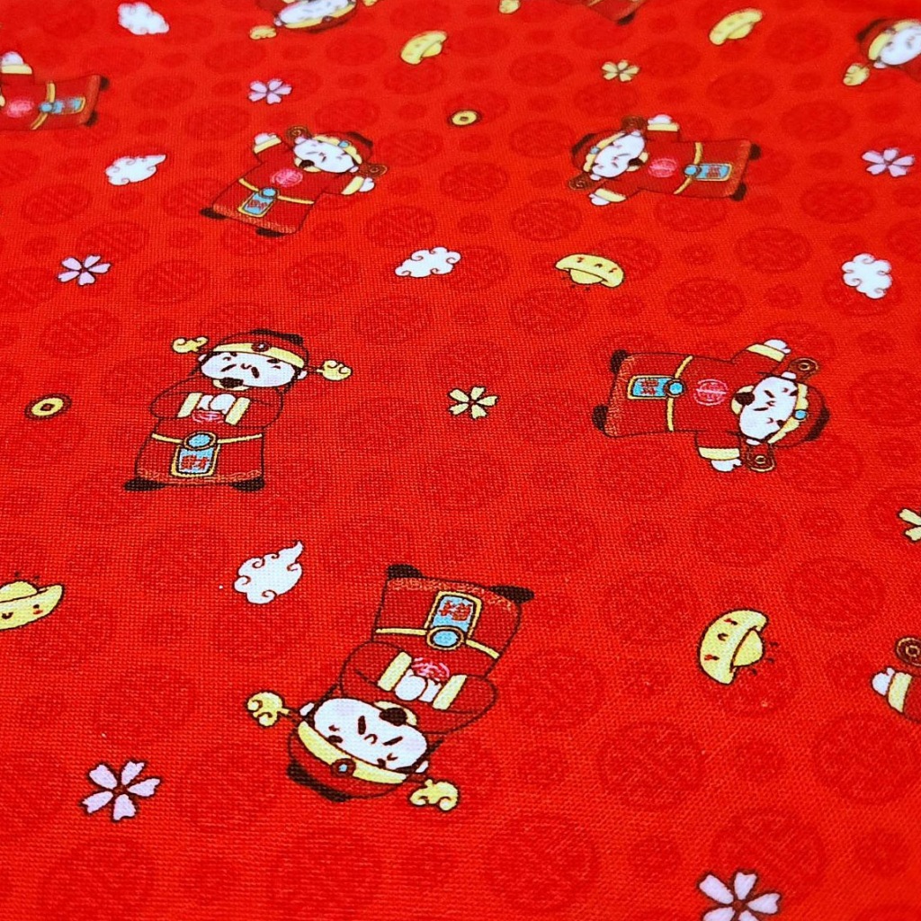 [揪愛玩布] 數位平織中薄棉布 過年最新 紅包布 財神爺 適用於文創商品、紅包袋、抱枕、衣褲、桌巾、布料