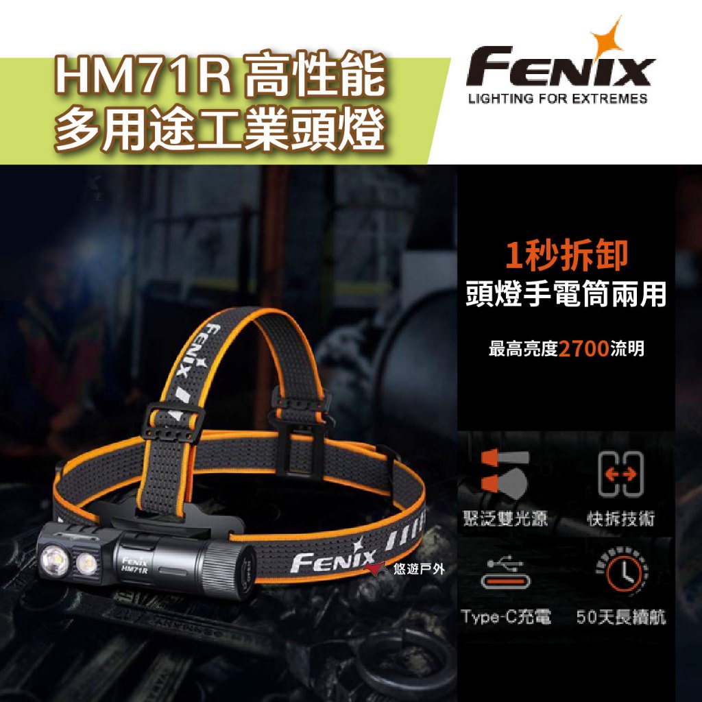 【FENIX】高性能多功能工業頭燈/SST40&amp;XP-G2 HM71R 登山照明 戶外巡檢 夜晚勤務 露營 悠遊戶外