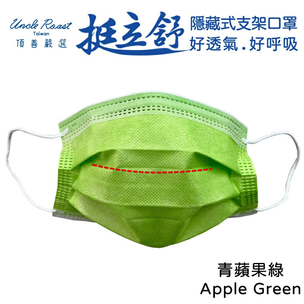 🤘台灣製 挺立舒 蘋果綠 成人醫用(立體+平面)口罩(30入/盒)