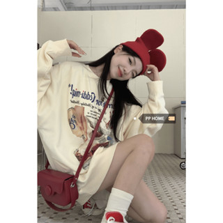 撩欲甜豆~大學t 長版上衣 韓系衣服 甜美穿搭 小紅書同款女生衣著 設計感上衣 寶可夢衣服 長袖上衣女生韓版 寬鬆上衣