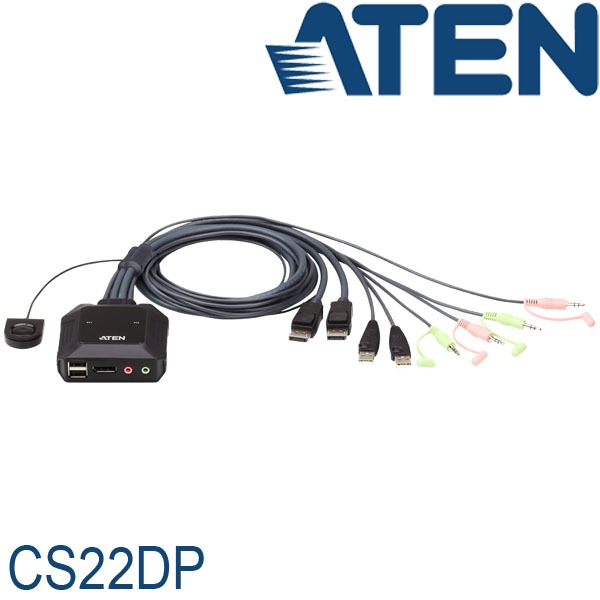 【3CTOWN】含稅附發票 ATEN CS22DP 2埠USB DisplayPort 帶線式切換器 KVM