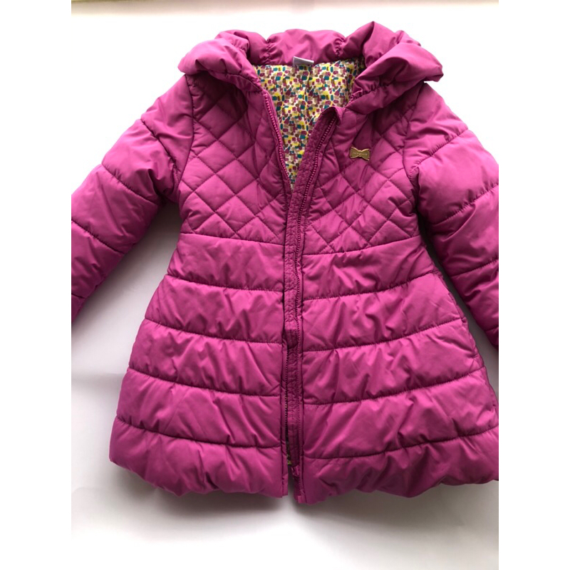 近新 麗嬰房 3號100公分 長版保暖外套 縮口袖 紫色 非羽絨外套 紫紅 桃紅色