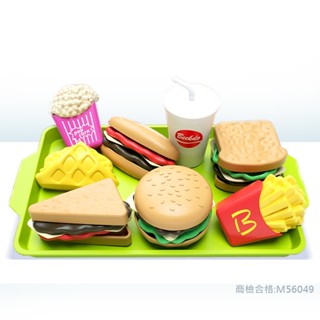 迷你款 三明治薯條漢堡家家酒套裝 / 餐廳 扮家家 玩具 / 兒童模擬食物 拼裝DIY速食【國王皇後】