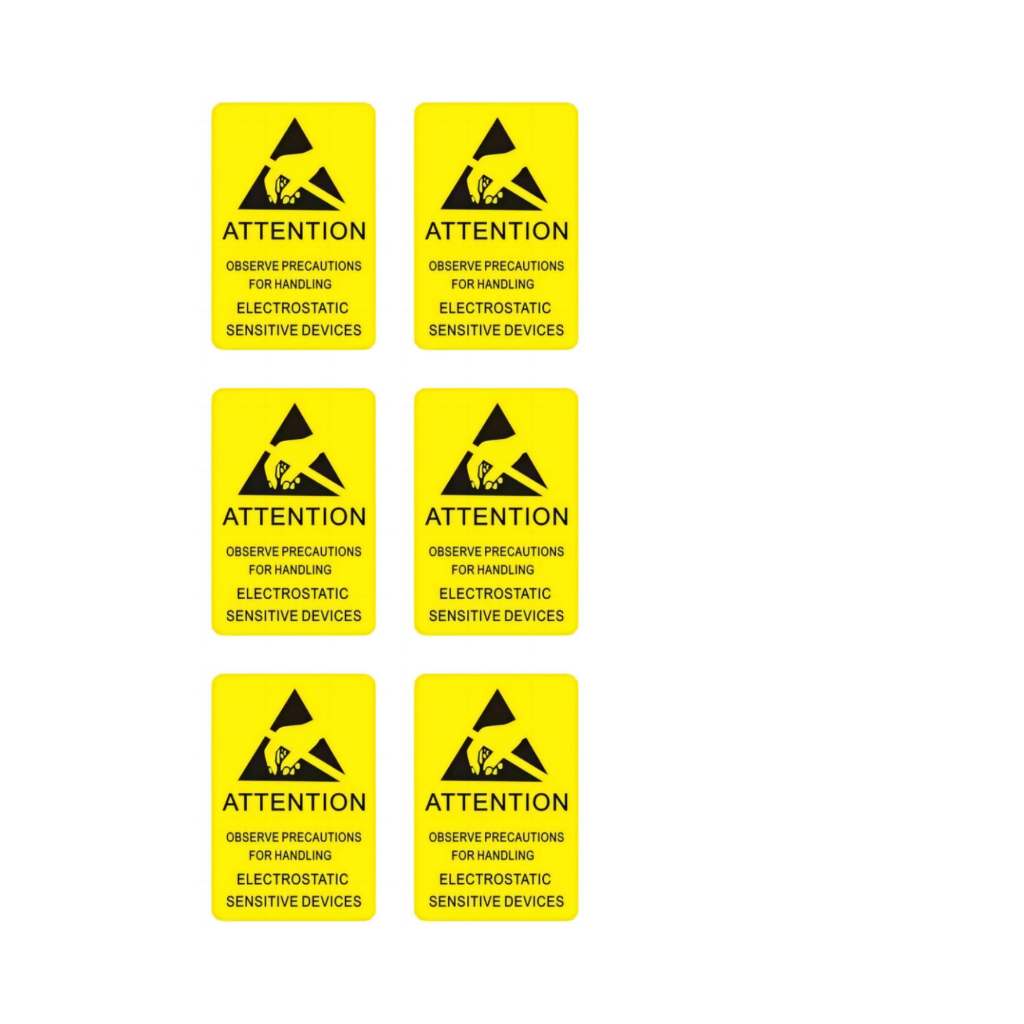 ATTENTION 警示 防靜電 標識標籤 不乾膠貼紙 防水ESD標誌 不覆膜 (6枚/張)*3元/張