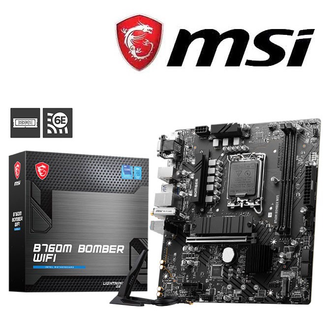 現貨】全新 MSI 微星B760M BOMBER WIFI DDR5 主機板 INTEL mATX 雙槽【公司貨享保固