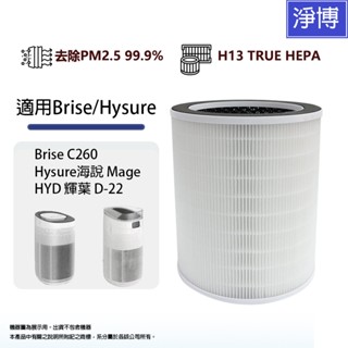 適用Brise C260 HYD輝葉D-22海說Hysure Mage Pro智慧空氣清淨機活性碳高效空氣HEPA濾網