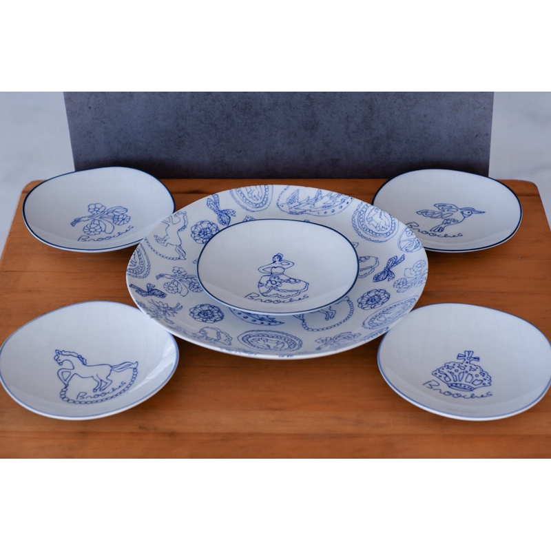 【夏の石竹】日本製 Brooches 派對餐盤組（6入） 英式下午茶 手繪圖 瓷盤 日本選物 陶瓷器