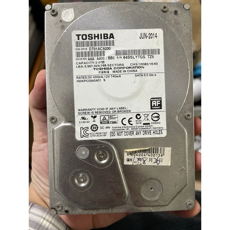 故障硬碟 Toshiba DT01ACA200