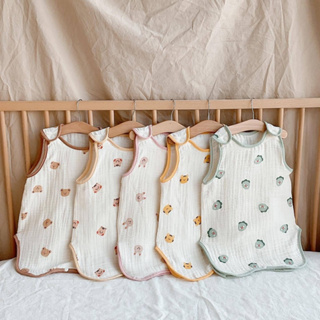 寶寶爬純棉紗布睡袋無袖背心新生兒童防踢被嬰兒夏季薄款