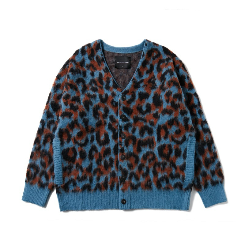 AES LEOPARD PRINT V-NECK KNITTED CARDIGAN