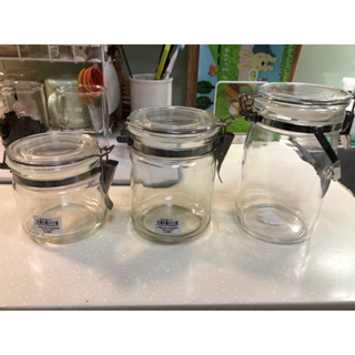 ADERIA 日本製抗菌密封扣環保存玻璃罐3件組 500ml 750ml 1000ml