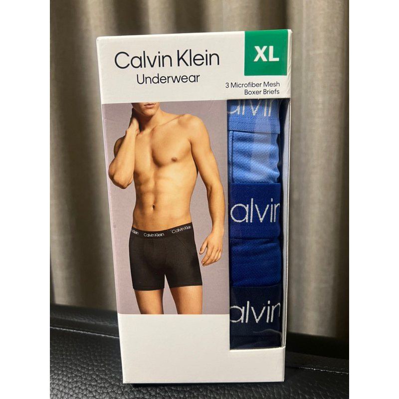 現貨✨ Calvin Klein CK凱文克萊 3件組 男彈性內褲 四角褲 合身內褲 男生內褲✨藍色組XL