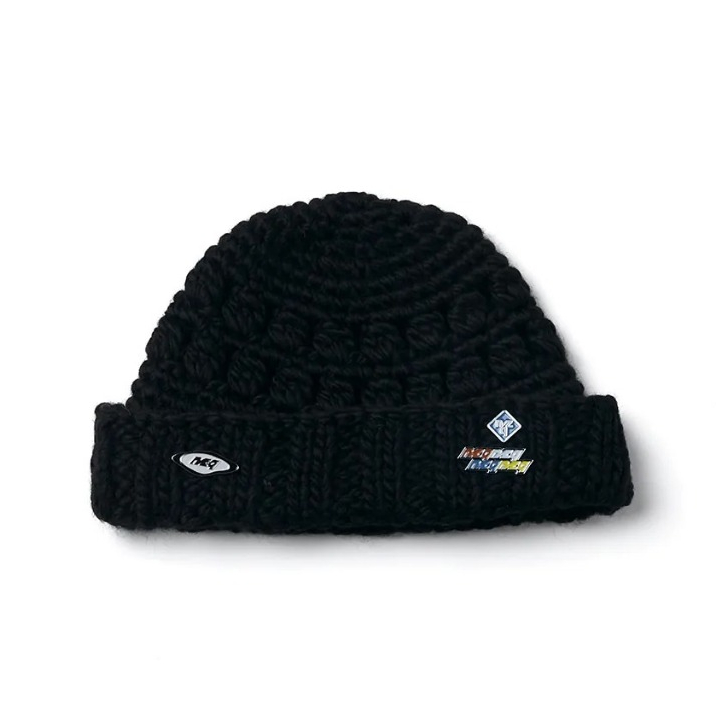 NOZZLE QUIZ 黑 - Crochet Beanie (3Pins) 羊毛粗針織毛帽