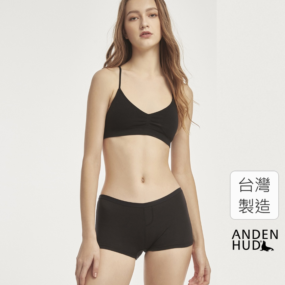 【Anden Hud】簡約系列．中腰平口內褲(黑色) 純棉台灣製