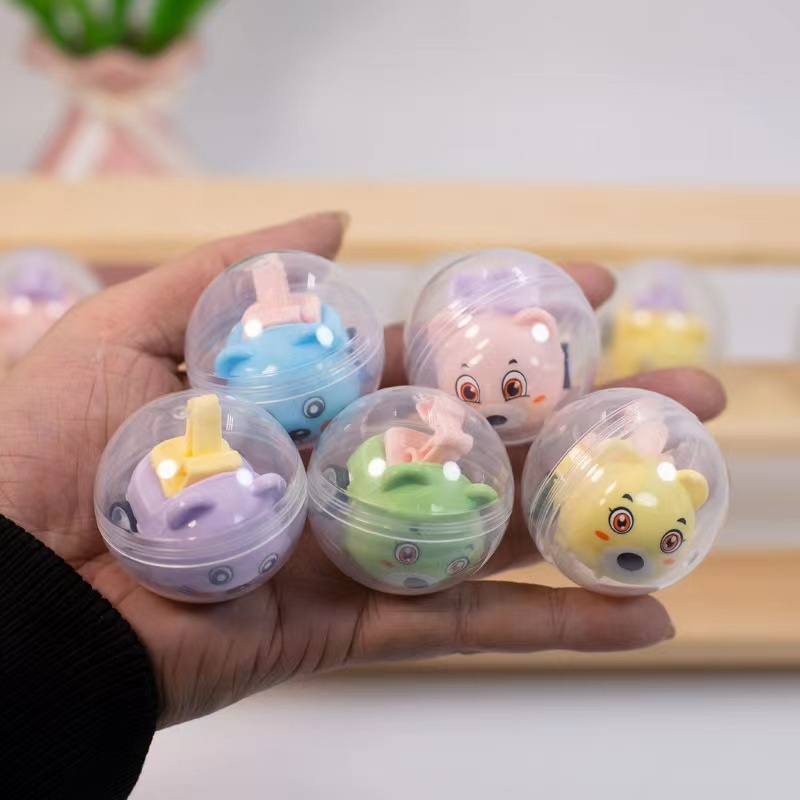 {限時下殺} 台灣發貨  45mm  小豬扭蛋小車  投幣扭蛋機 玩具蛋 迷你透明扭蛋  娃娃機 交換禮物