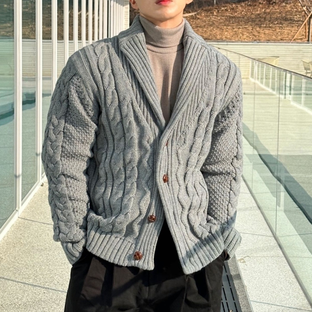【Metanoia】韓國設計 60%羊毛麻花針織外套