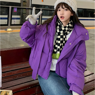 愛依依 冬季外套 連帽外套 羽絨棉服 麵包服S-L新款胡蝶結羽絨棉服短款連帽加厚時尚小個子外套1F037-66339