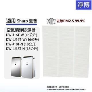 適用Sharp夏普除濕機16公升DW-J16T-W LJ16T 18公升J18T-N LJ18T替換用HEPA濾網