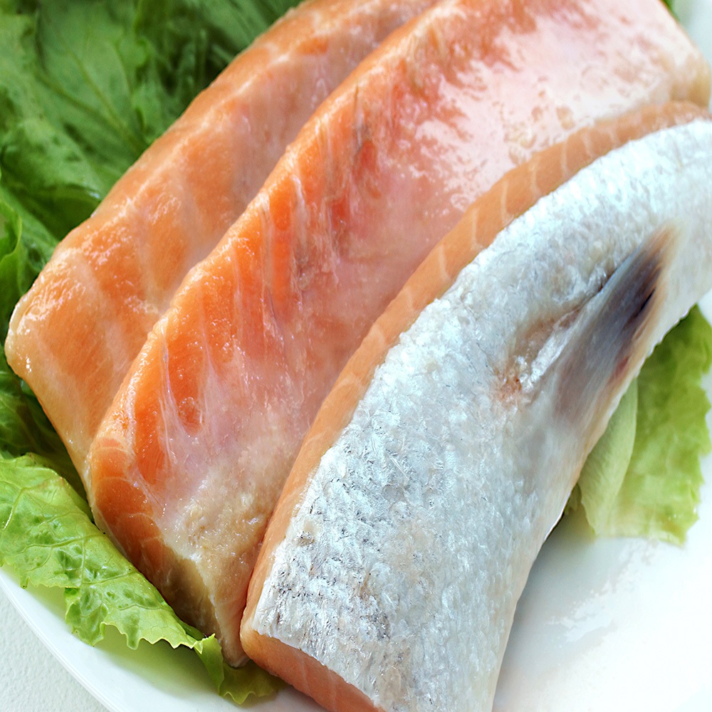 【海之醇】去鱗寬版鮭魚肚條600g