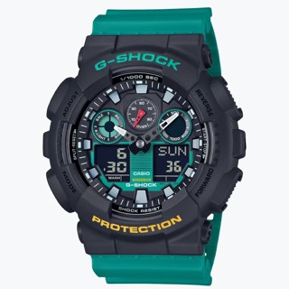 【G-SHOCK】復古潮流懷舊風格 綠色錄音帶雙顯系列GA-100MT-1A3 51.2mm 現代鐘錶