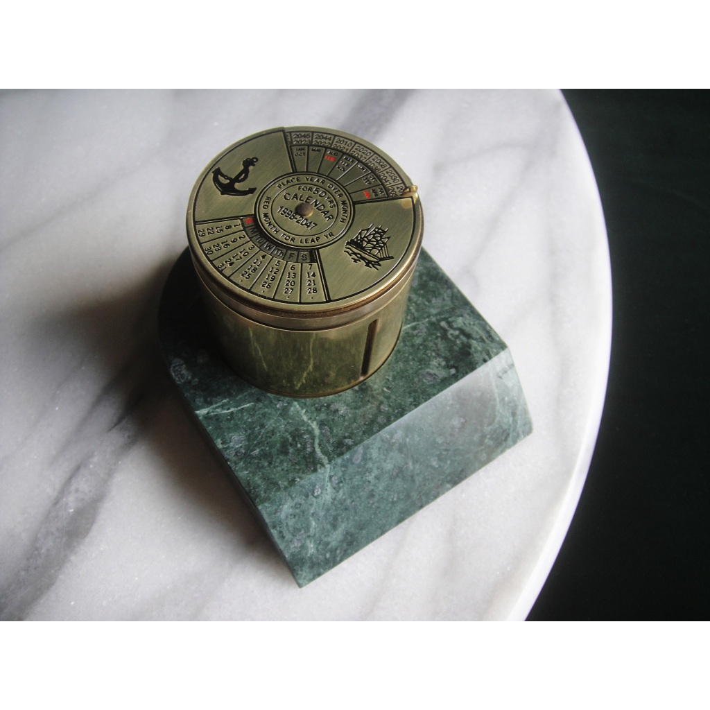 【老時光】早期二手台灣製銅大理石座郵票收納盒