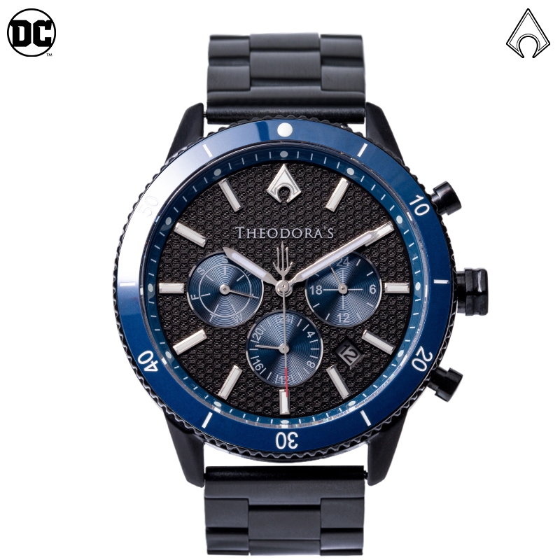 【THEODORA'S】[珍藏版]水行俠夜光潛水腕錶 藍黑蜂巢紋-鋼鍊帶黑【希奧朵拉】