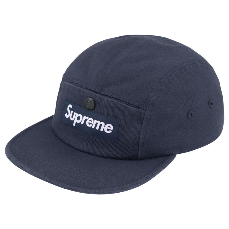 SUPREME FW23 SNAP POCKET CAMP CAP 五分割帽 (深藍色) 化學原宿