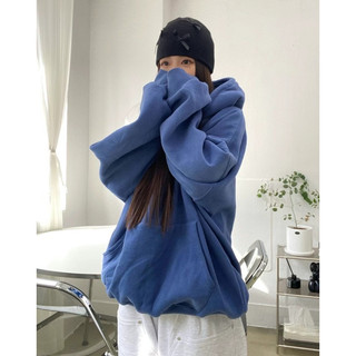 ▲halo選物▼韓國OREO純色內刷毛長袖連帽oversize 男女中性 5色 連帽上衣