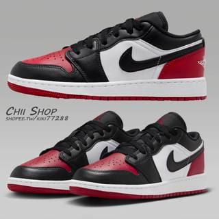 【CHII】日本 Nike Air Jordan 1 Low 童鞋 大童 低筒 鞋帶 紅黑x黑勾 553560-161