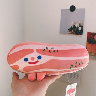 臺灣出貨優趣甄選☆韓國風萌物五花肉抱枕卡通笑臉培根絨毛包包掛件兒童玩偶生日交換禮物女