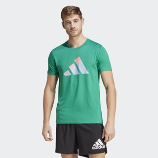 (男)【愛迪達ADIDAS】 男 專業運動 跑步 LOGO 短袖上衣 綠色 HR3245