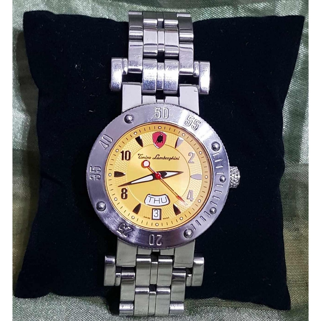 TONINO LAMBORGHINI蘭博基尼自動機械男錶 義大利 賽車黃色 手錶 瑞士錶 競標商品 黃色錶盤 國際象徵