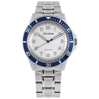 LICORNE 力抗 / 數字刻度 藍寶石水晶玻璃 夜光指針 不鏽鋼手錶 白色 / LT161MWCA-N / 42mm