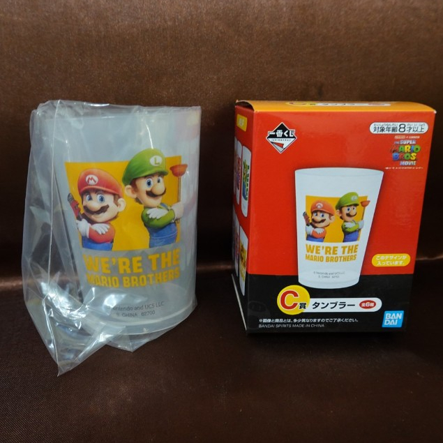 Mario Bros 超級 瑪利歐 兄弟 電影版 一番賞 C賞 瑪利歐 路易吉 塑膠杯 冷水杯 杯子 - 全新未拆