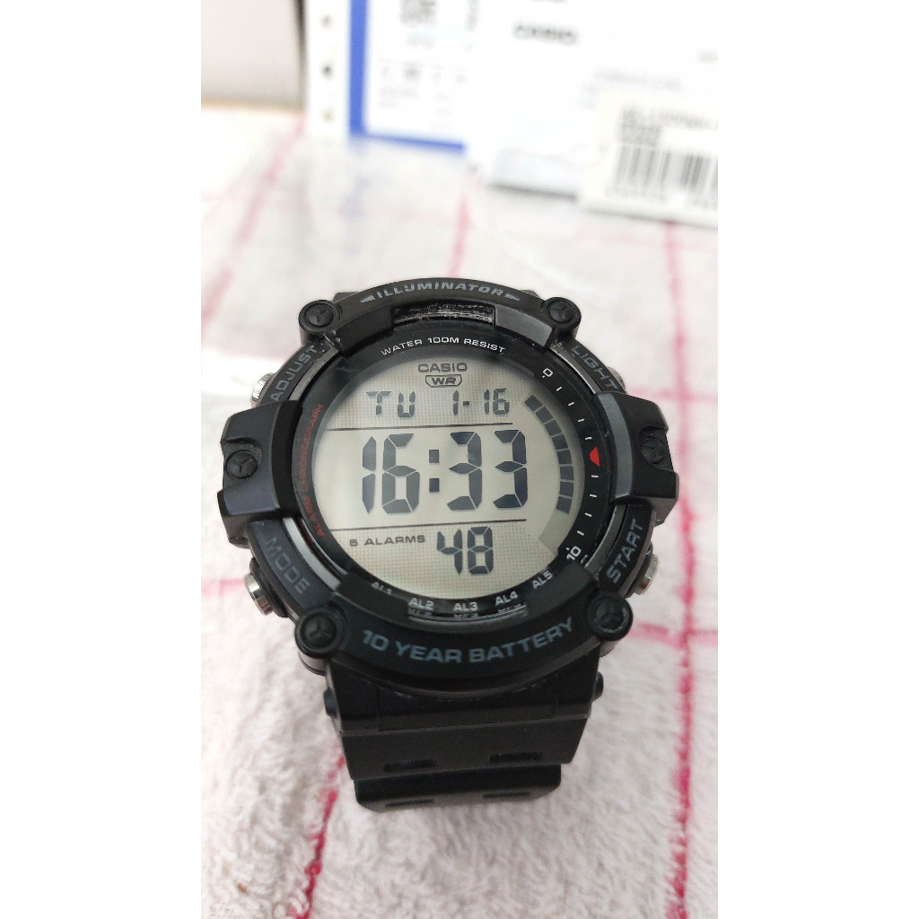 二手 便宜賣【CASIO】卡西歐 大液晶野戰電子錶 100米防水-黑(AE-1500WH-1A)