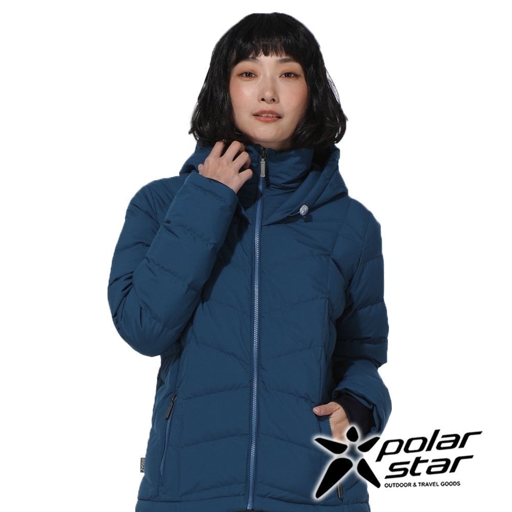 【PolarStar】女輕量鵝絨外套『灰藍』P23236 戶外 露營 登山 健行 休閒 保暖 禦寒 鵝絨 外套