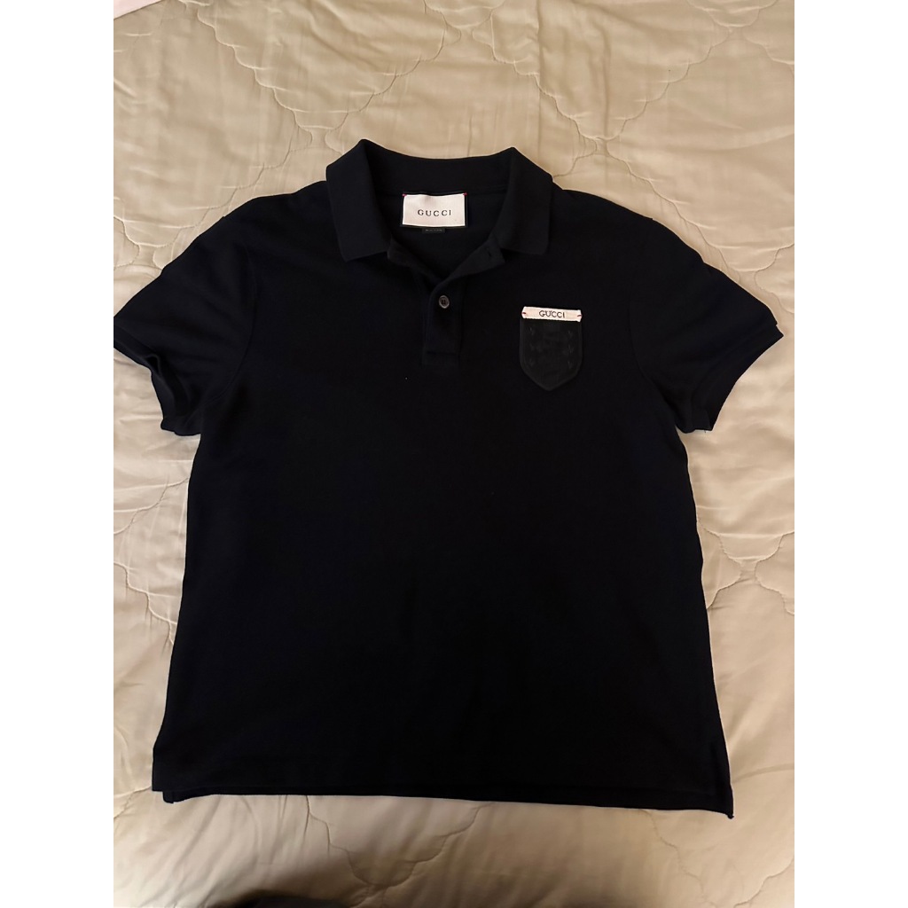 二手   GUCCI  POLO衫  徽章LOGO   S號   黑色   CT購入