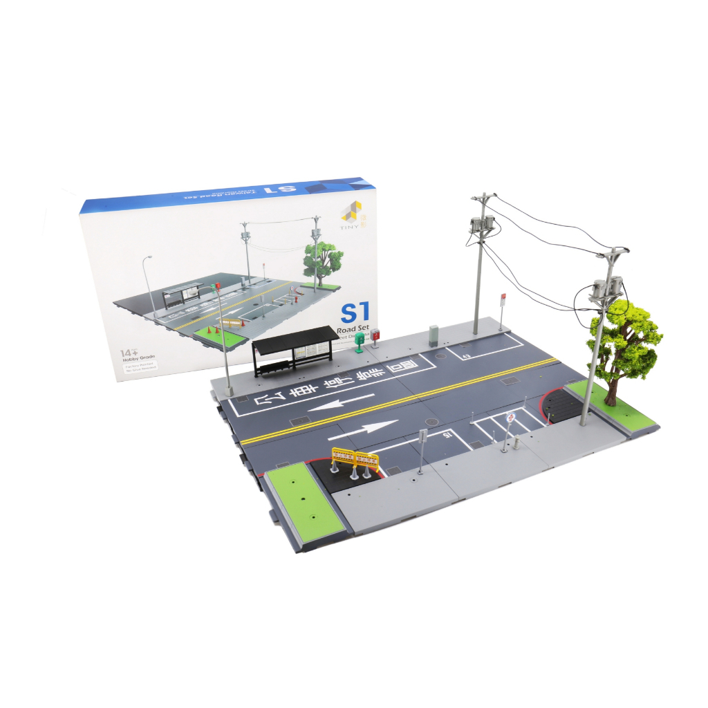 ☆勳寶玩具舖【現貨】TINY 微影 城市 台灣 1/64 S1 公車站+停車格 拼裝街道情景套組 場景組