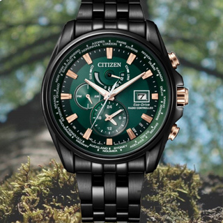 CITIZEN 星辰 GENT'系列 光動能 電波計時腕錶 -綠 44mm/AT9128-87X