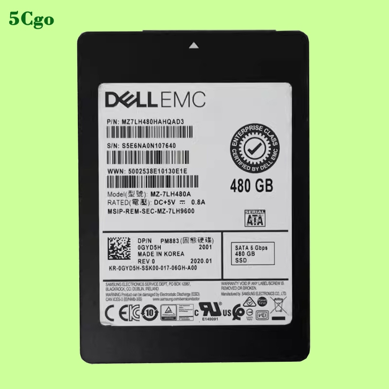 5Cgo.Dell/戴爾EMC 三星PM883a 480G/960G/1.92T/3.84TB 2.5吋SATA固態