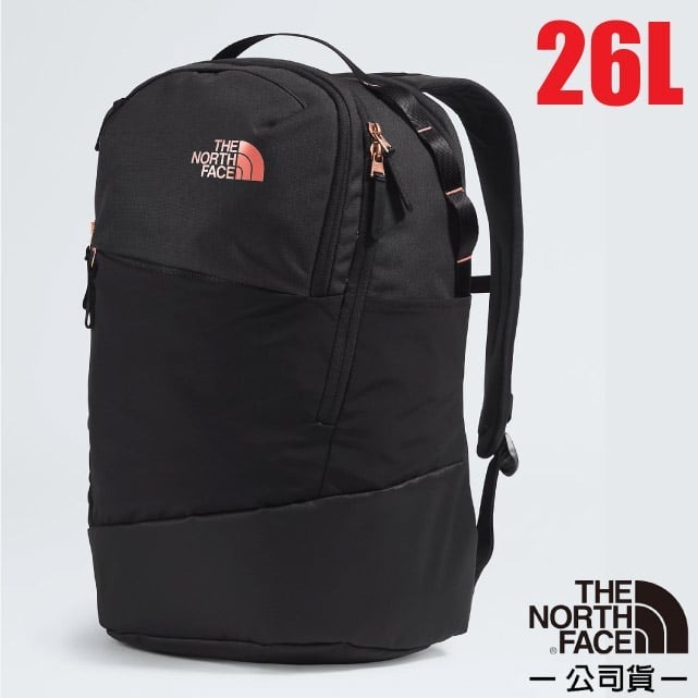 【The North Face】女 款休閒大容量時尚後背包25L 雙肩電腦背包 通勤書包/16吋筆電隔層_黑_87K0