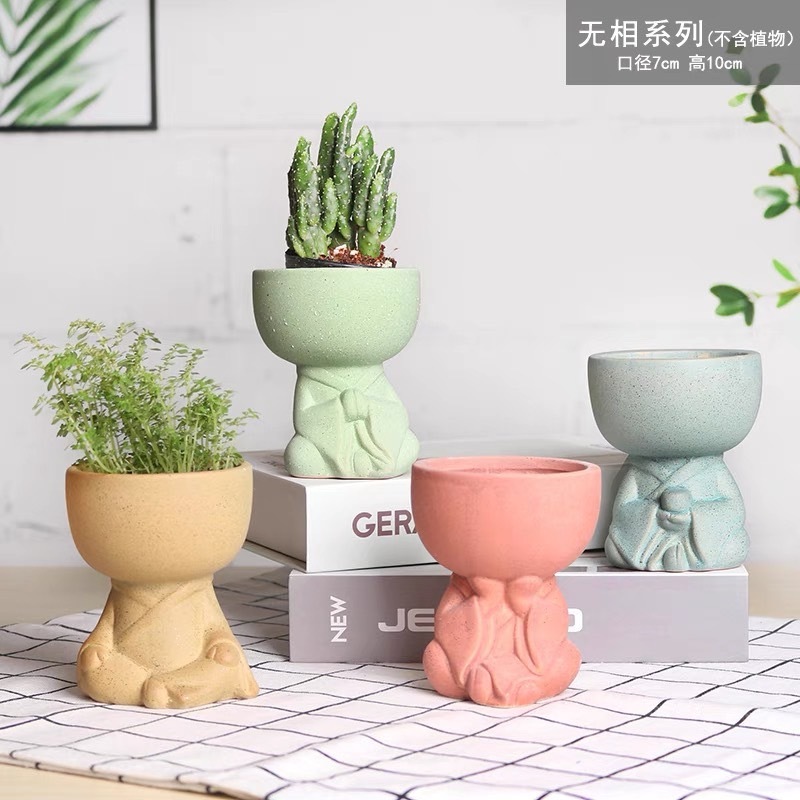 花器癮 HUAQIYIN．無相造型花盆 陶瓷花盆 人形花盆 多肉小盆 可愛盆栽 陶盆 素燒盆