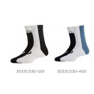ASICS 亞瑟士 3033C030 兩入組中筒襪 (400黑白/白藍-001黑白/白黑)