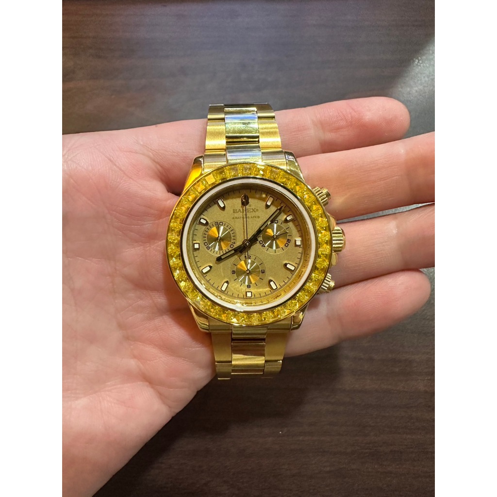 【TACKSTHGOOD】Type 4 BAPEX Crystal Stone 黃金鑽石三眼系列 (BAPE) 40mm